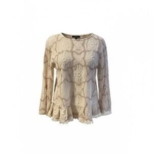 Dolma hand-crafted floral embroidered pattern bell sleeve peplum WOMEN'S Blouse